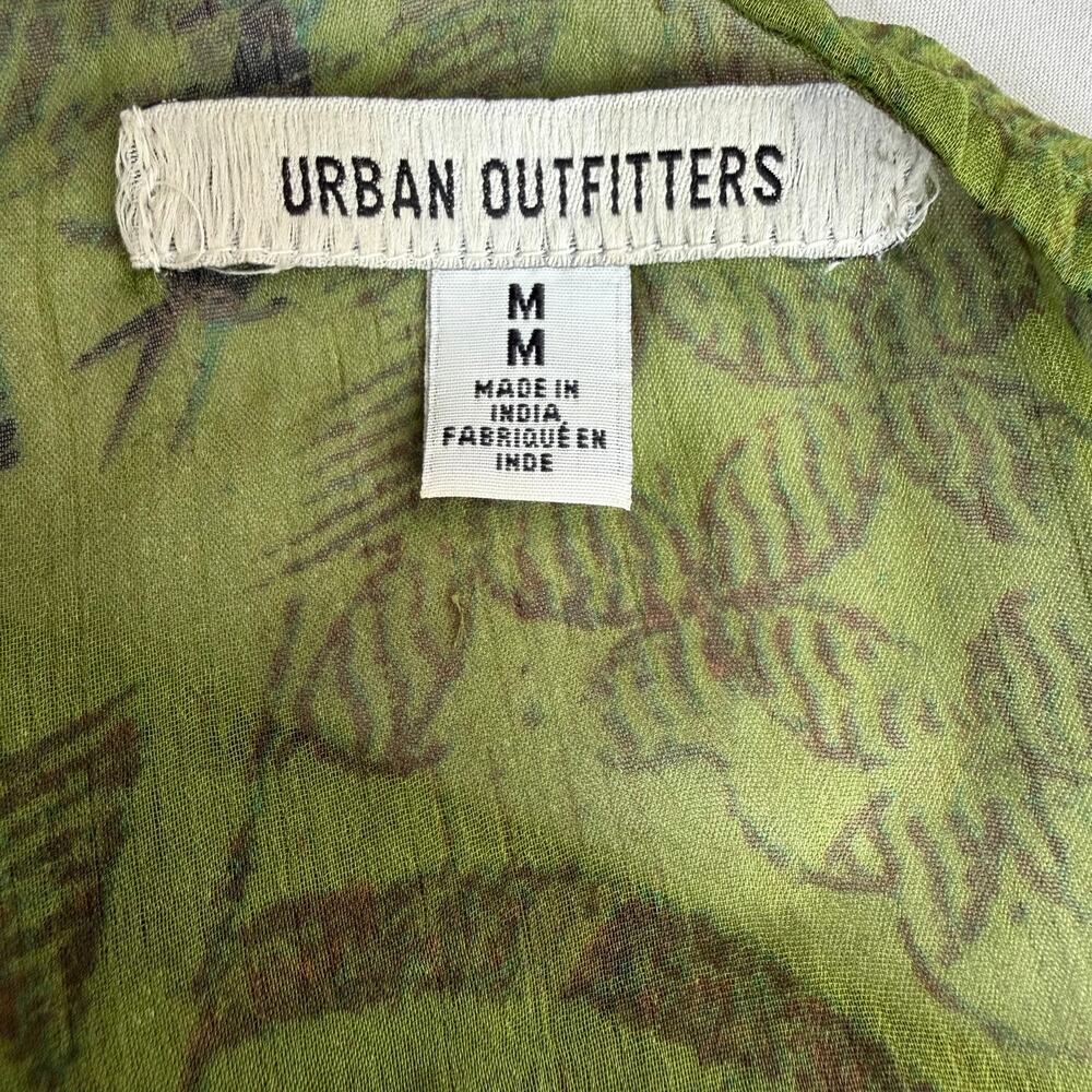 Urban Outfitters Dragon Print Sheer Maxi Dress Green Deep V Slit Women’s M - Picture 4 of 16